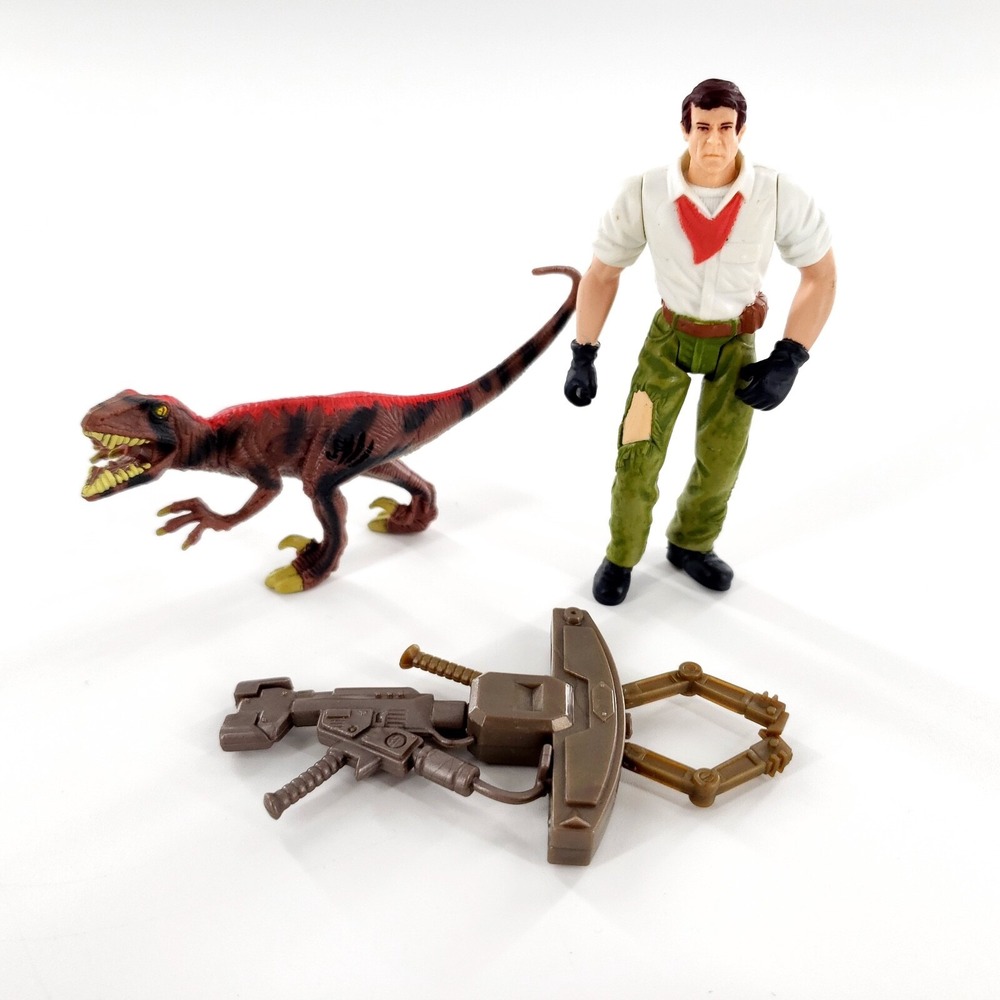 Jurassic Park III Alan Grant 4" Figure w/ Velociraptor Raptor & Weapon Accessory